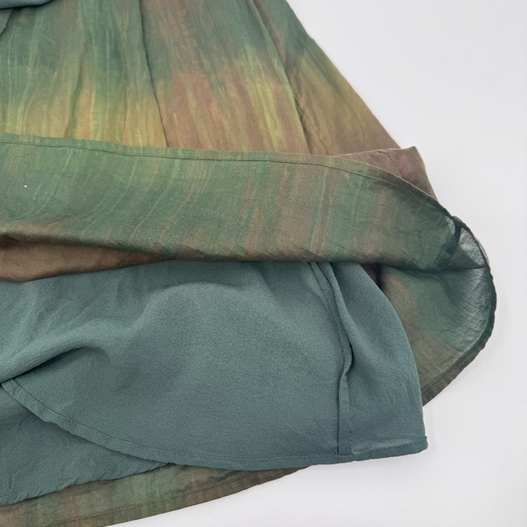 Theory Skirt Women 8 Green Brown Ombre Wrap Sash Tie Preppy Artsy Boho Hippie - Picture 7 of 14